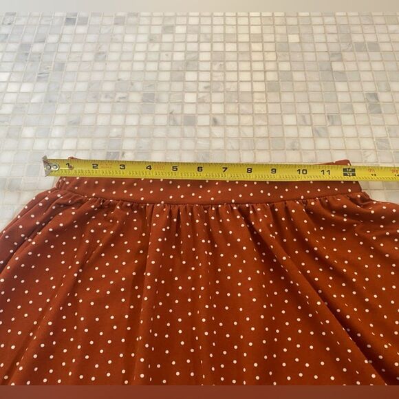 French Grey Orange with White Polka Dots A-Line Mini Skirt - Picture 7 of 8